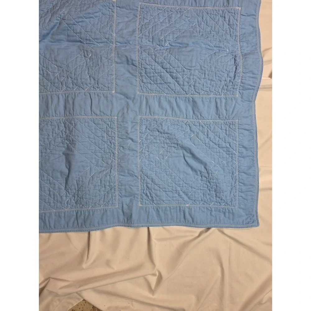 VTG 90's Precious Moments Quilted Baby Crib Blanket 42 X 32 Boys Baseball